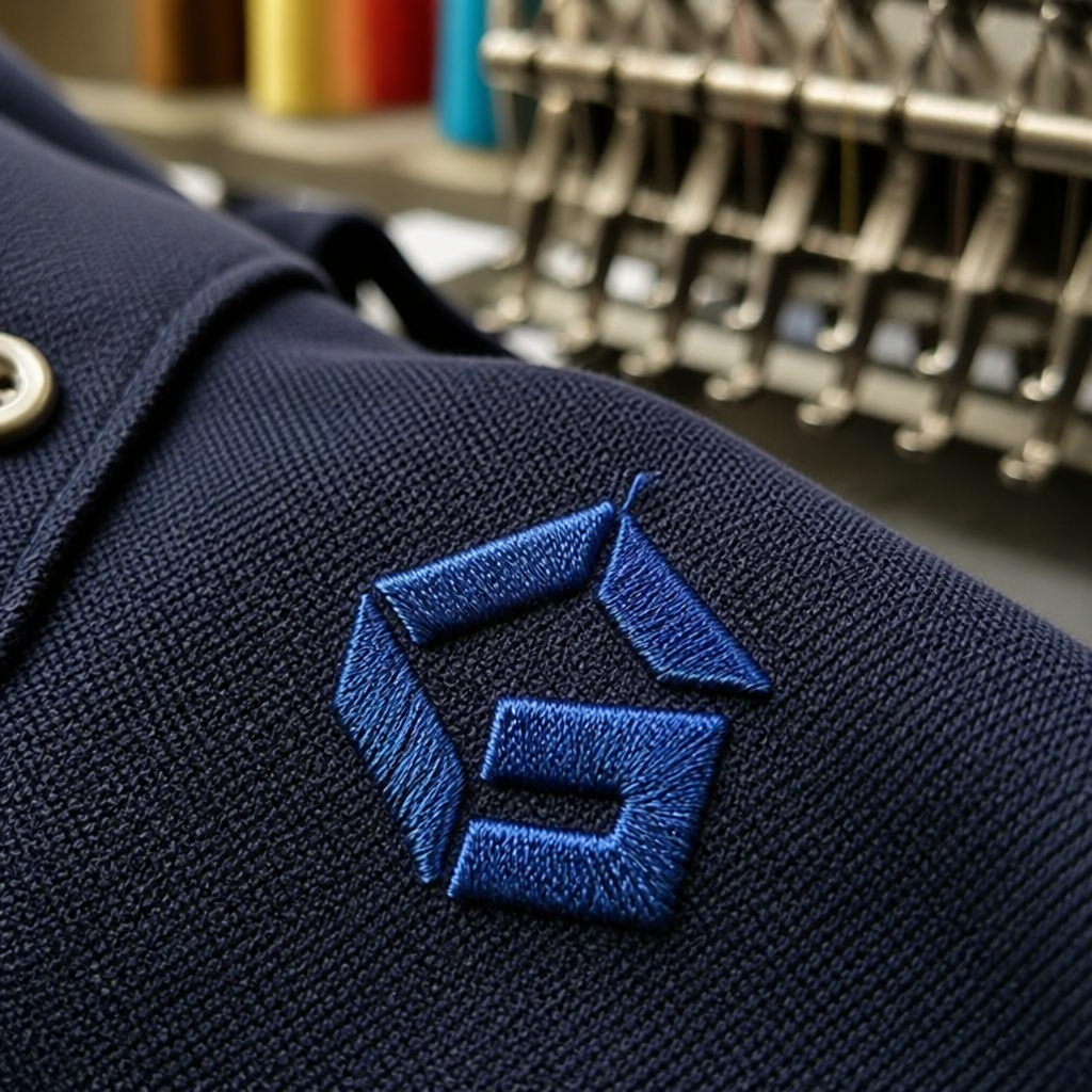 Détail de broderie sur un polo